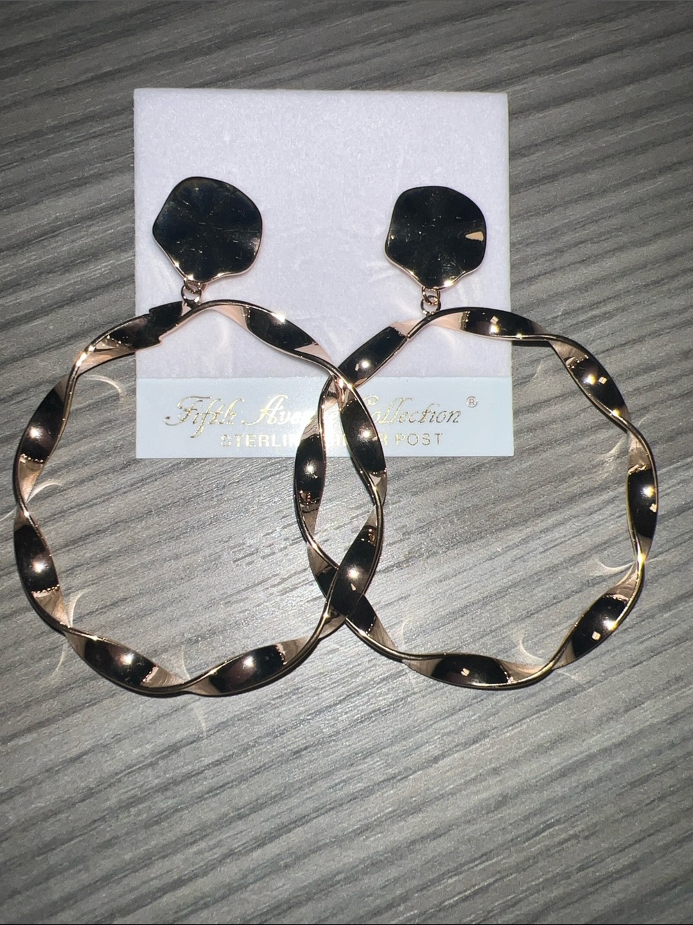 Twisted Hoop Drop Earrings in Rose Gold